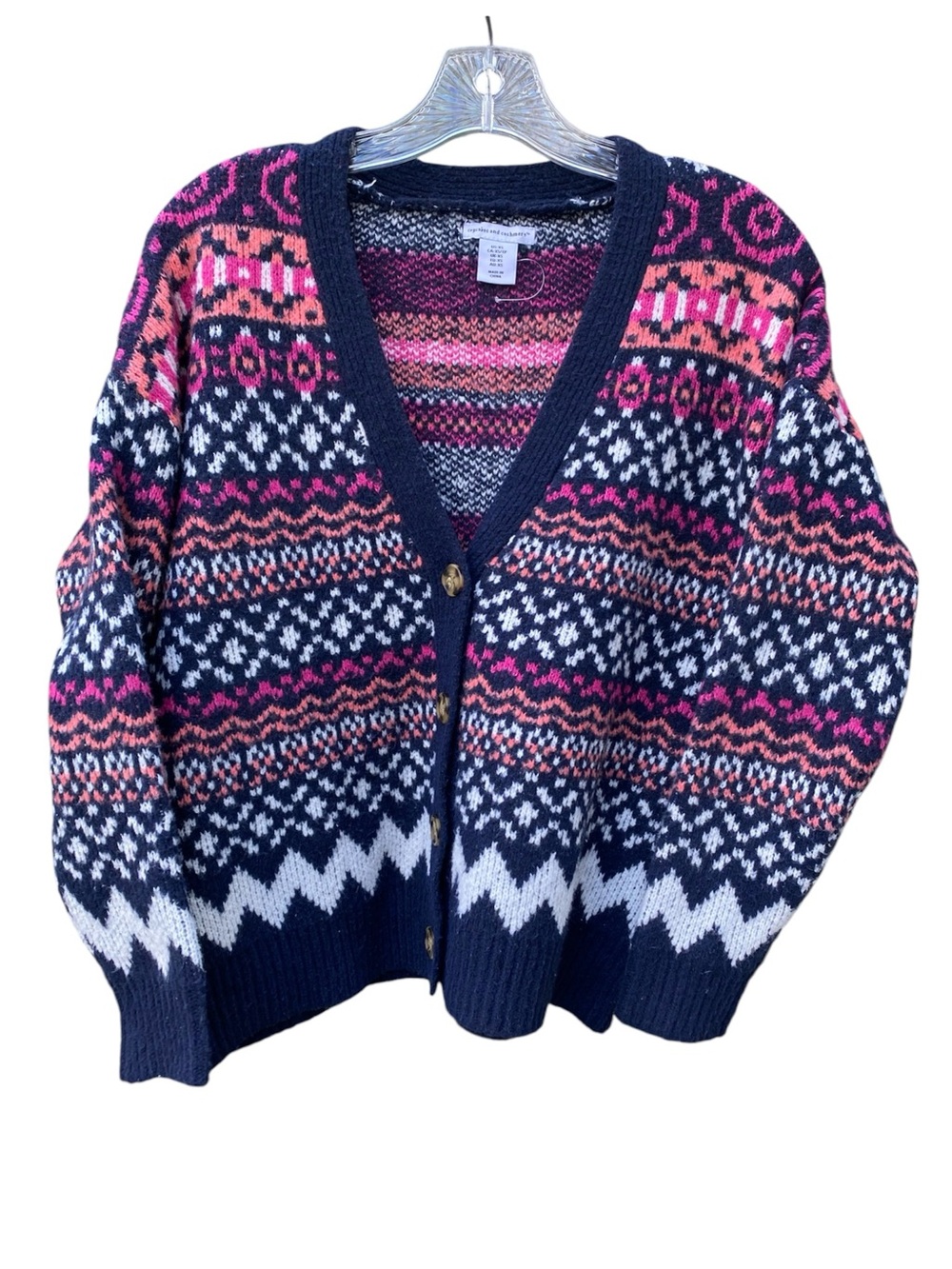 Cupcakes & Cashmere Multicolor Cozy Chunky Cardigan Sweater Women's Size XS